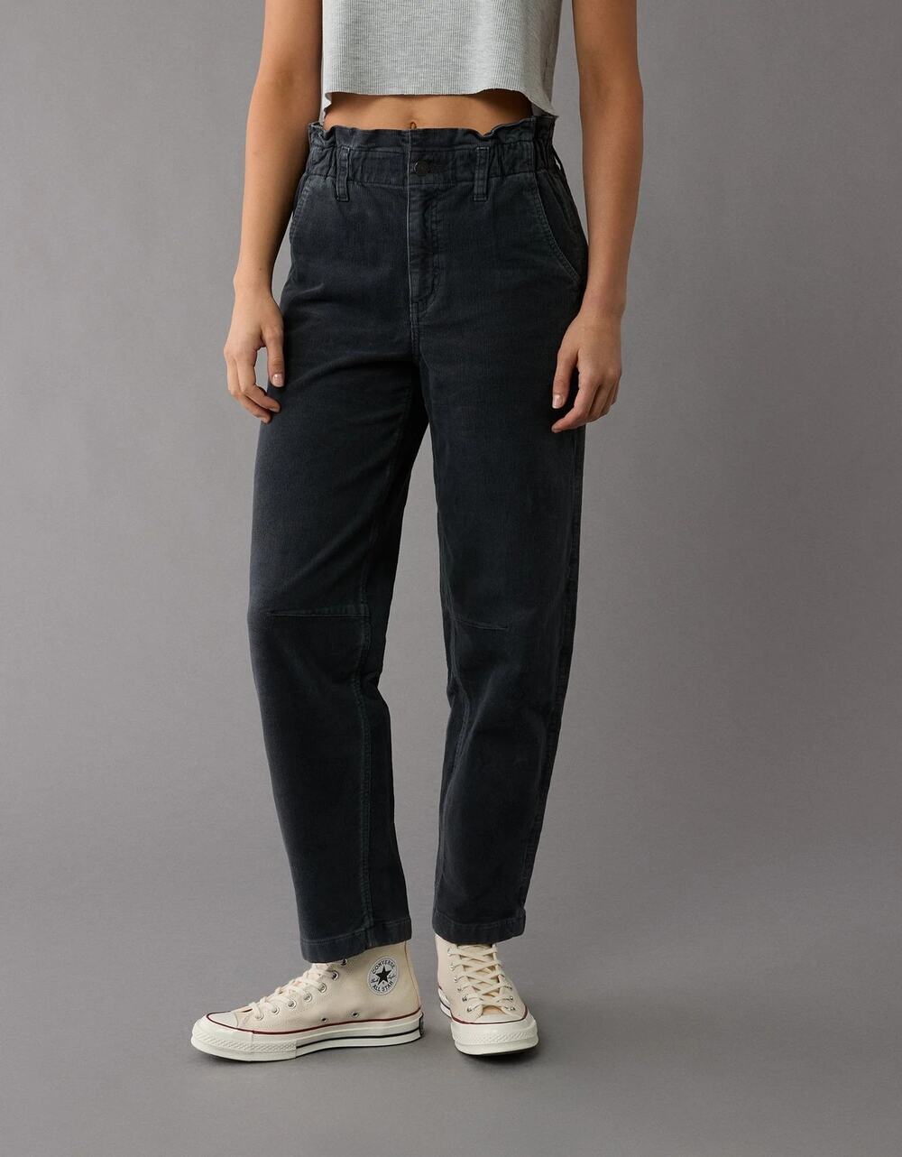 American Eagle Outfitters High-Rise Corduroy Paper Bag Barrel Pants Stargaze 000